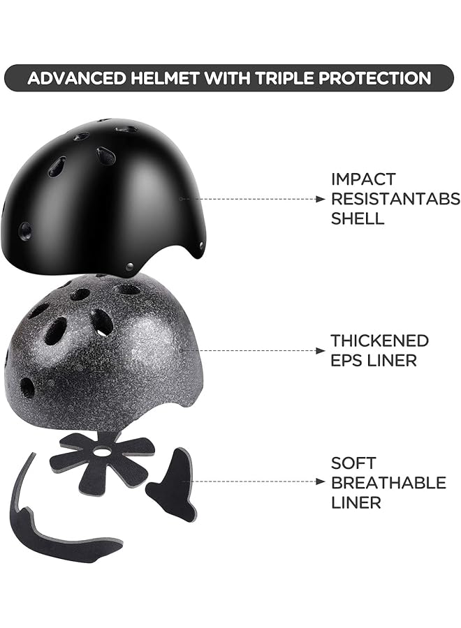 مجموعة خوذة دراجة للأطفال، واقيات ركبة للتزلج على الألواح، واقيات كوع للخوذة للأطفال، واقيات معصم قابلة للتعديل للأطفال من سن 3 إلى 10 سنوات، مجموعة معدات حماية للأطفال للرياضة وركوب الدراجات والتزلج على الجليد والسكوتر - Image 2