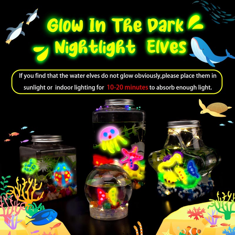 Kiditos Glow in The Dark Magic Water Elf Toy Kit-Squishies for Kids, 6 Gels & 6 Molds, Magic Gel Water Pets Sensory Toy, Fun DIY Craft Kit, Party Favors, Birthday & Christmas Gifts for Kids Ages 3+ - Image 3