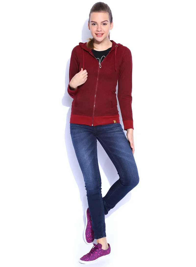 Pinacolada  Women's Sangria Red Regular Zip-Front Hoodie for Women | Best Price UAE