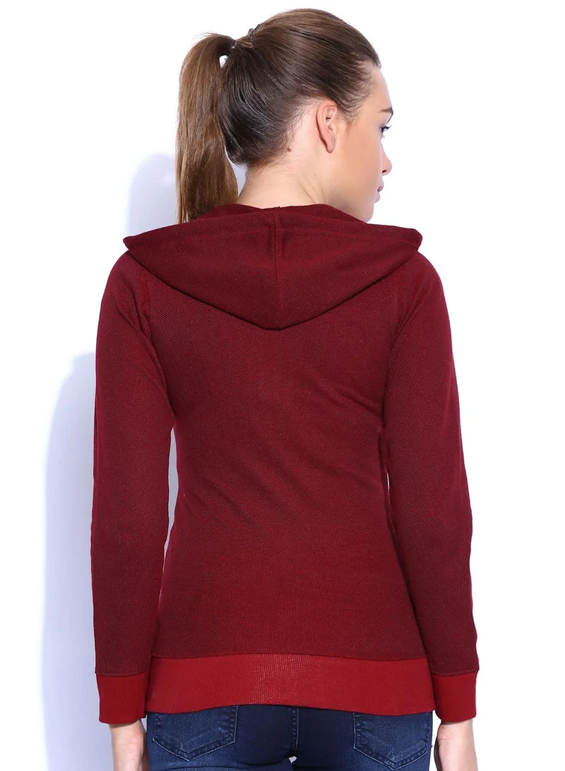 Pinacolada  Women's Sangria Red Regular Zip-Front Hoodie for Women | Best Price UAE