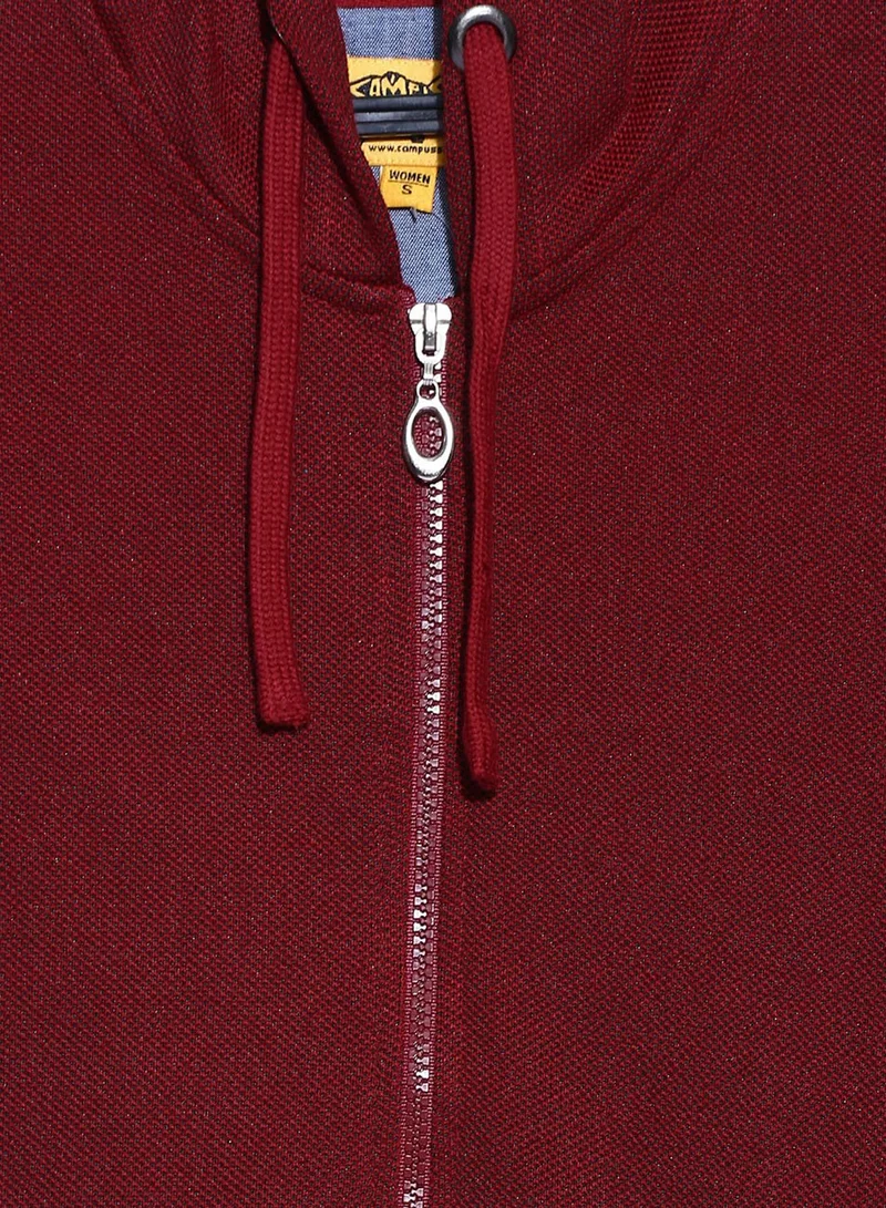 Pinacolada  Women's Sangria Red Regular Zip-Front Hoodie for Women | Best Price UAE