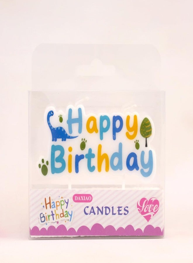 Juzfun Cake Topper Candle Blue Dinosaur Themed for Happy Birthday Letter Decoration Party Celebration - Image 1