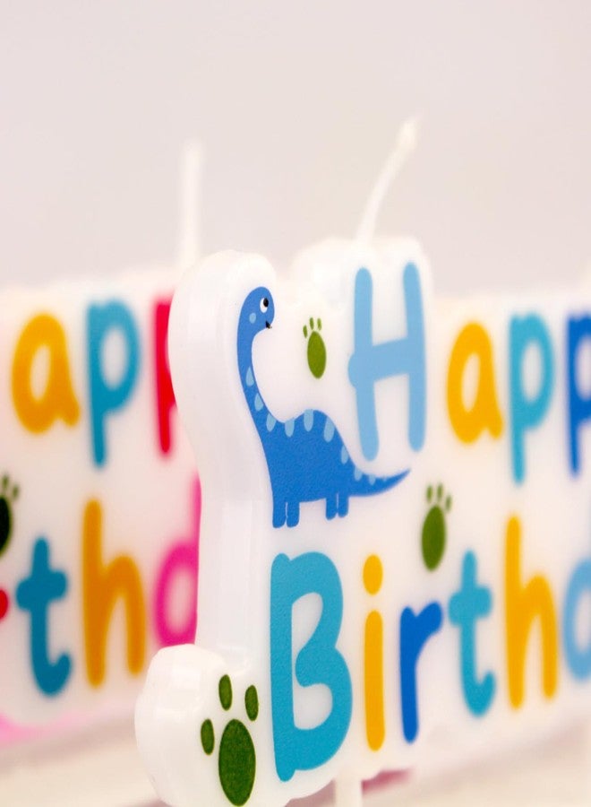 Juzfun Cake Topper Candle Blue Dinosaur Themed for Happy Birthday Letter Decoration Party Celebration - Image 3