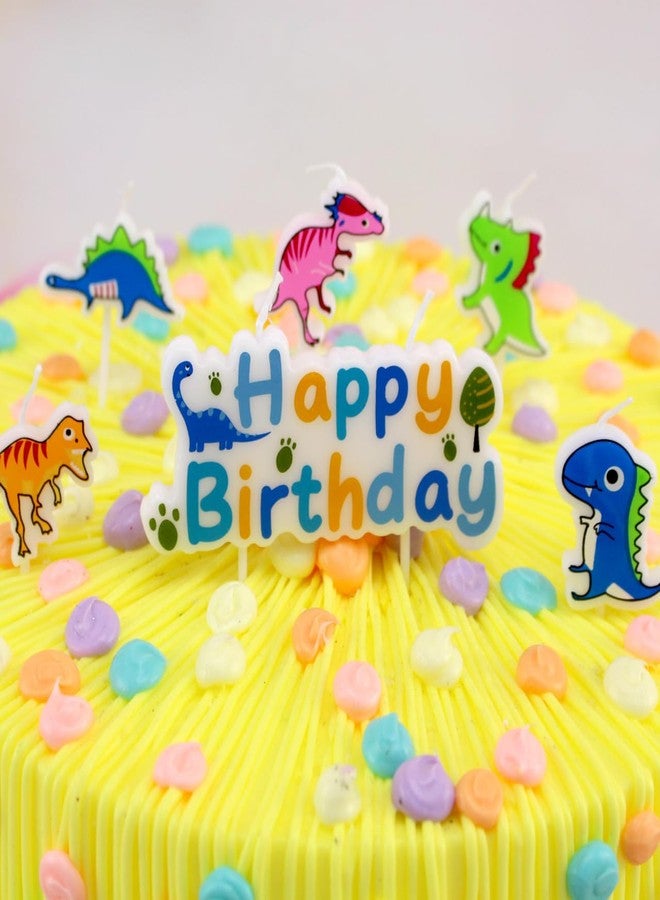 Juzfun Cake Topper Candle Blue Dinosaur Themed for Happy Birthday Letter Decoration Party Celebration - Image 2