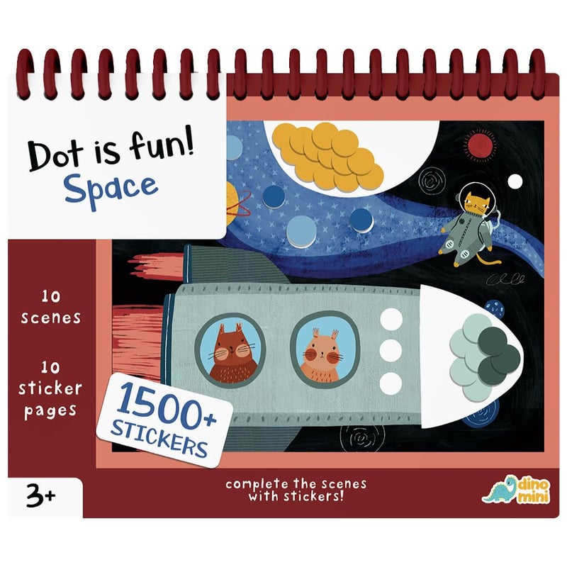 DINO MINI Dot is Fun! - Imaginative Paint by Sticker Kit for Kids - Dot Art Sticker Book for Toddlers 3-5 - Stocking Stuffers for Kids - Sticker Art Book for Toddlers (Space) - Image 1
