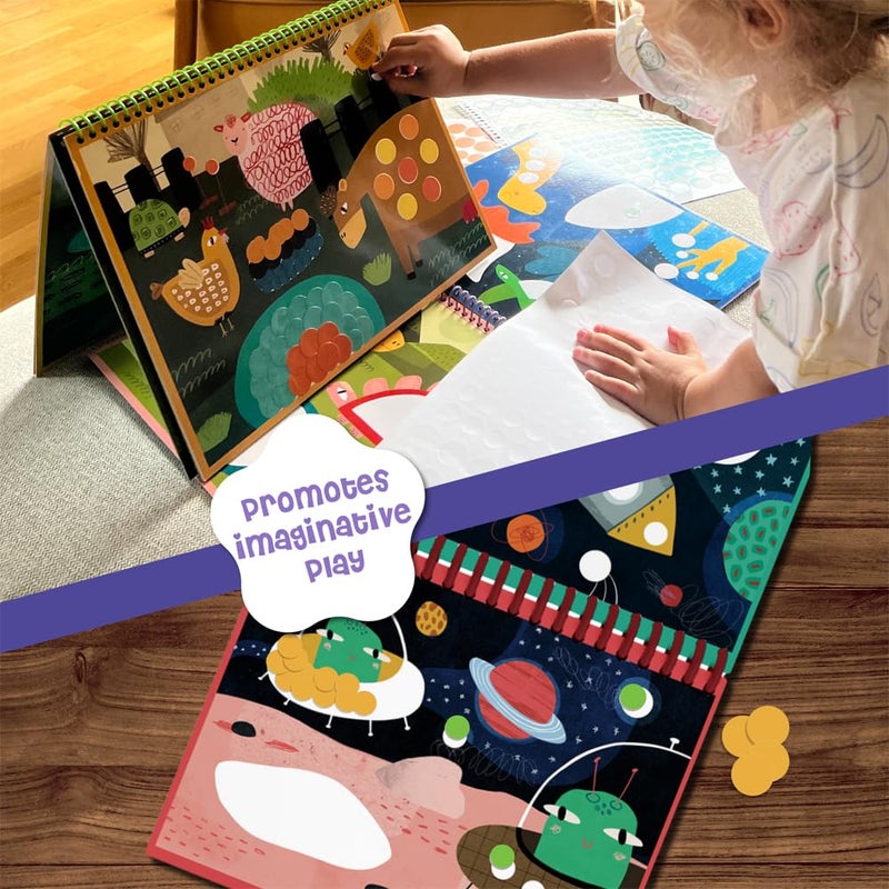 DINO MINI Dot is Fun! - Imaginative Paint by Sticker Kit for Kids - Dot Art Sticker Book for Toddlers 3-5 - Stocking Stuffers for Kids - Sticker Art Book for Toddlers (Space) - Image 4