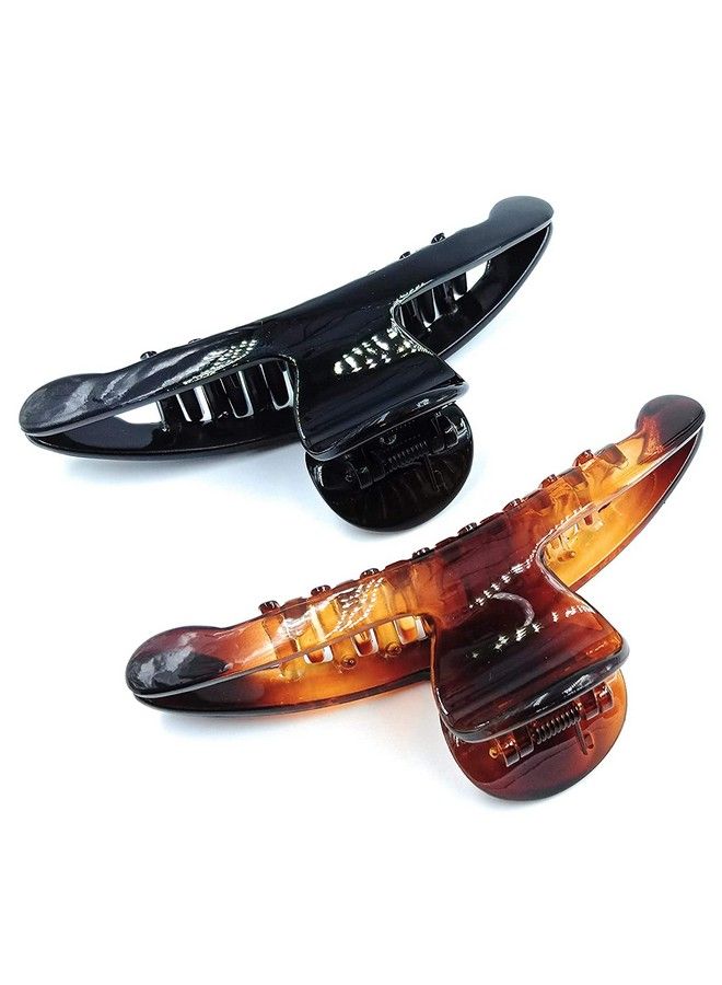 BIRDWARE Bigsize Multi Color Imported Acrylic Material Stone Butterfly Hair Clips For Women (Pack Of 2 Pc Shell/Black Colour Tshape) ; Hair Clutchers ; Hair Claws - Image 5