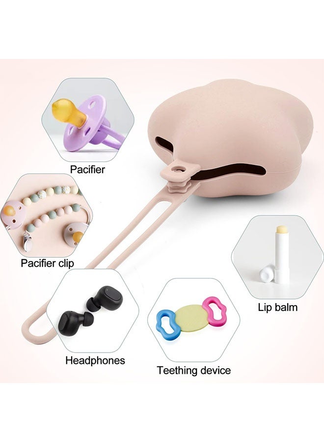 2pcs Star Pacifier Holder Case, Silicone Portable Pacifier Case Pacifier Container Case for Newborn Baby Boys Girls (Skin Color, Pink) - Image 3
