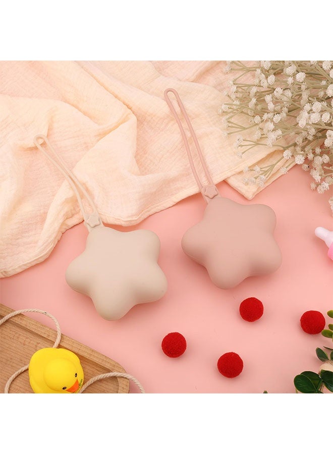 2pcs Star Pacifier Holder Case, Silicone Portable Pacifier Case Pacifier Container Case for Newborn Baby Boys Girls (Skin Color, Pink) - Image 5