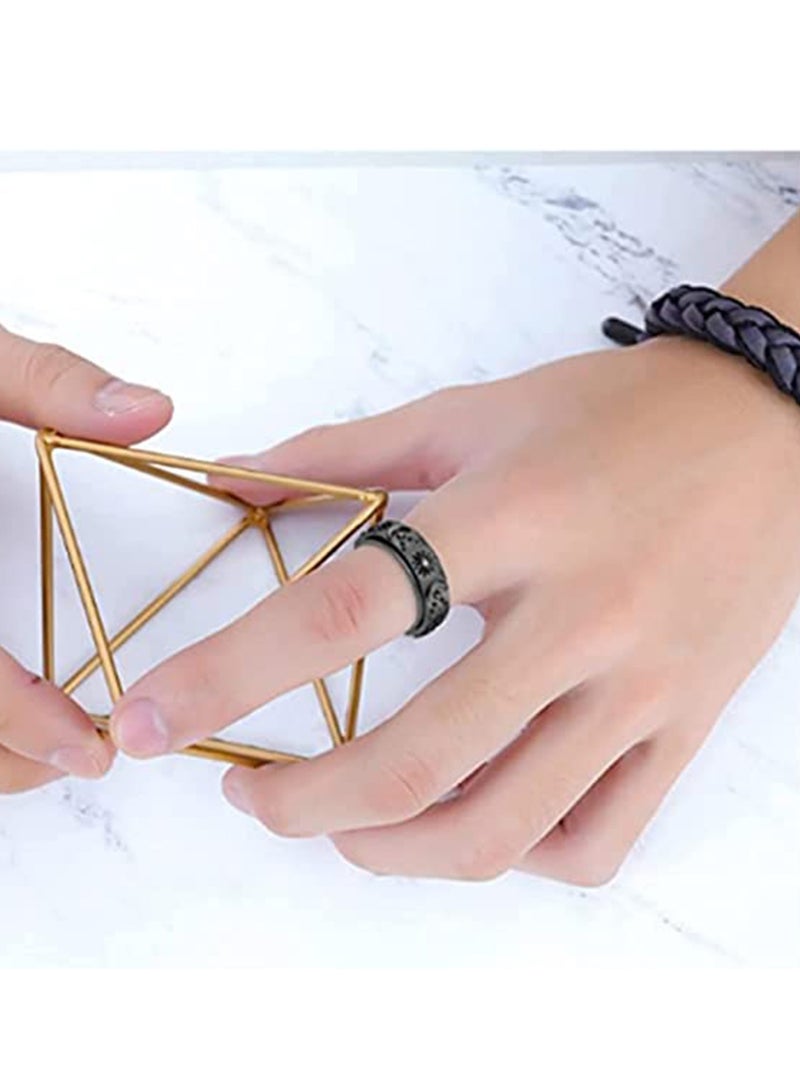 SYOSI Stainless Steel Spinner Ring for Men Women Anxiety Fidget Rings for Relieving Stress Sun Moon Stars Promise Engagement Wedding  Band Set Size 8  - Image 3