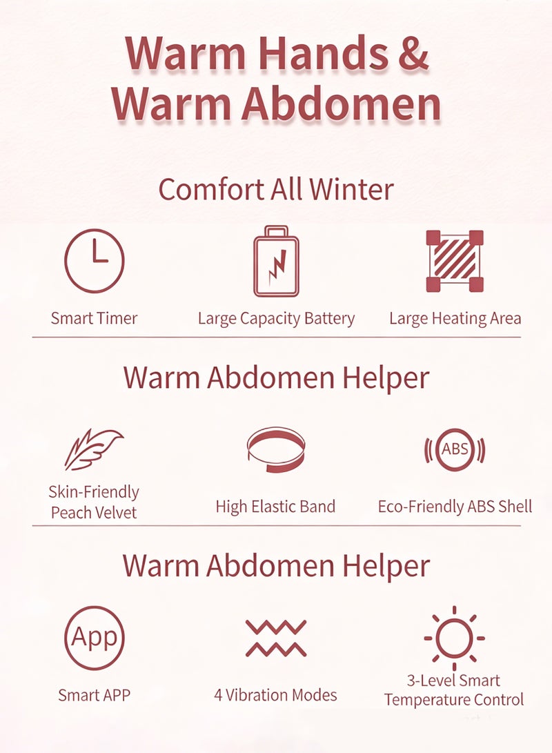 Halamine Portable Cordless Period Heating Pad,Cordless Electric Heating Belt,With 3 Heat Levels and 4 Massage Modes,Period/Period, Back or Belly Pain Relief for Women or Girls (Pink) - Image 3