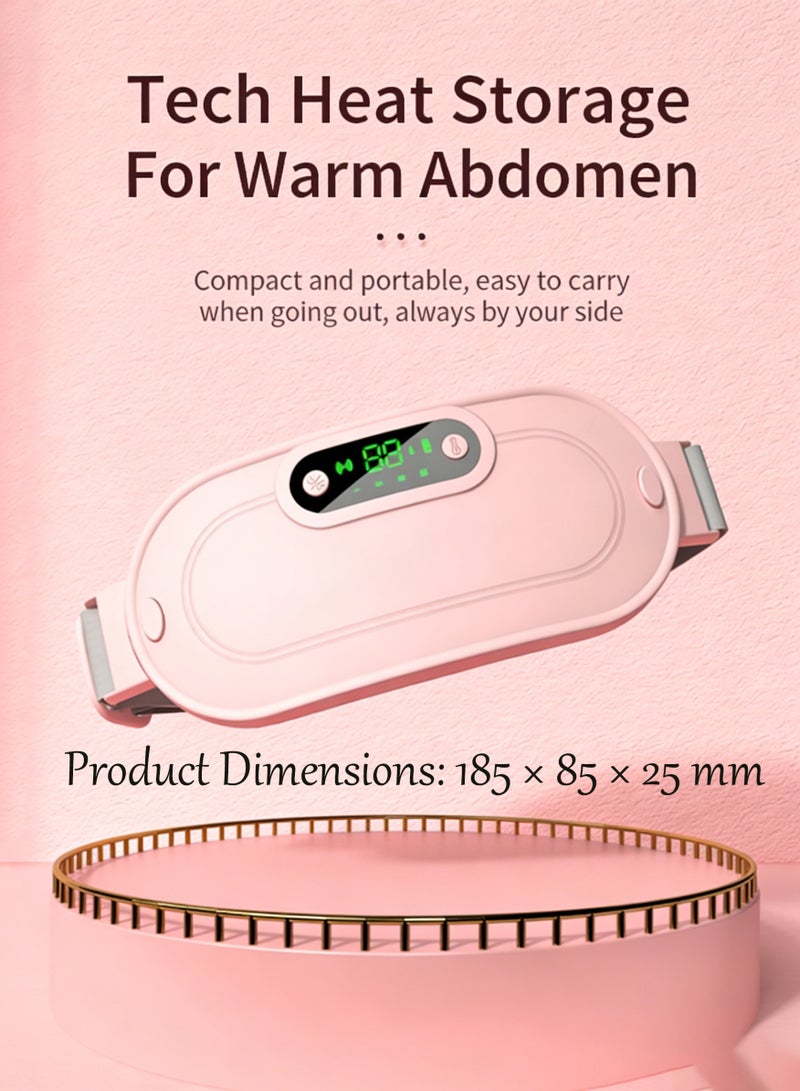 Halamine Portable Cordless Period Heating Pad,Cordless Electric Heating Belt,With 3 Heat Levels and 4 Massage Modes,Period/Period, Back or Belly Pain Relief for Women or Girls (Pink) - Image 2