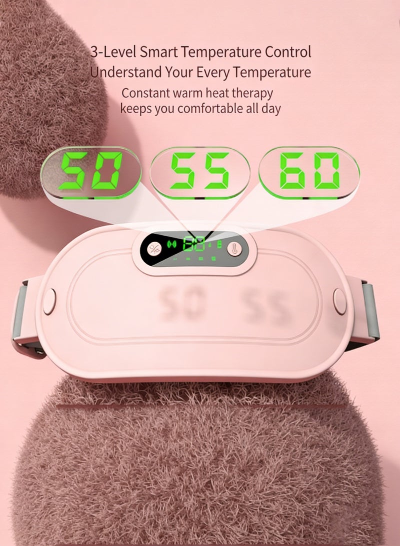 Halamine Portable Cordless Period Heating Pad,Cordless Electric Heating Belt,With 3 Heat Levels and 4 Massage Modes,Period/Period, Back or Belly Pain Relief for Women or Girls (Pink) - Image 4