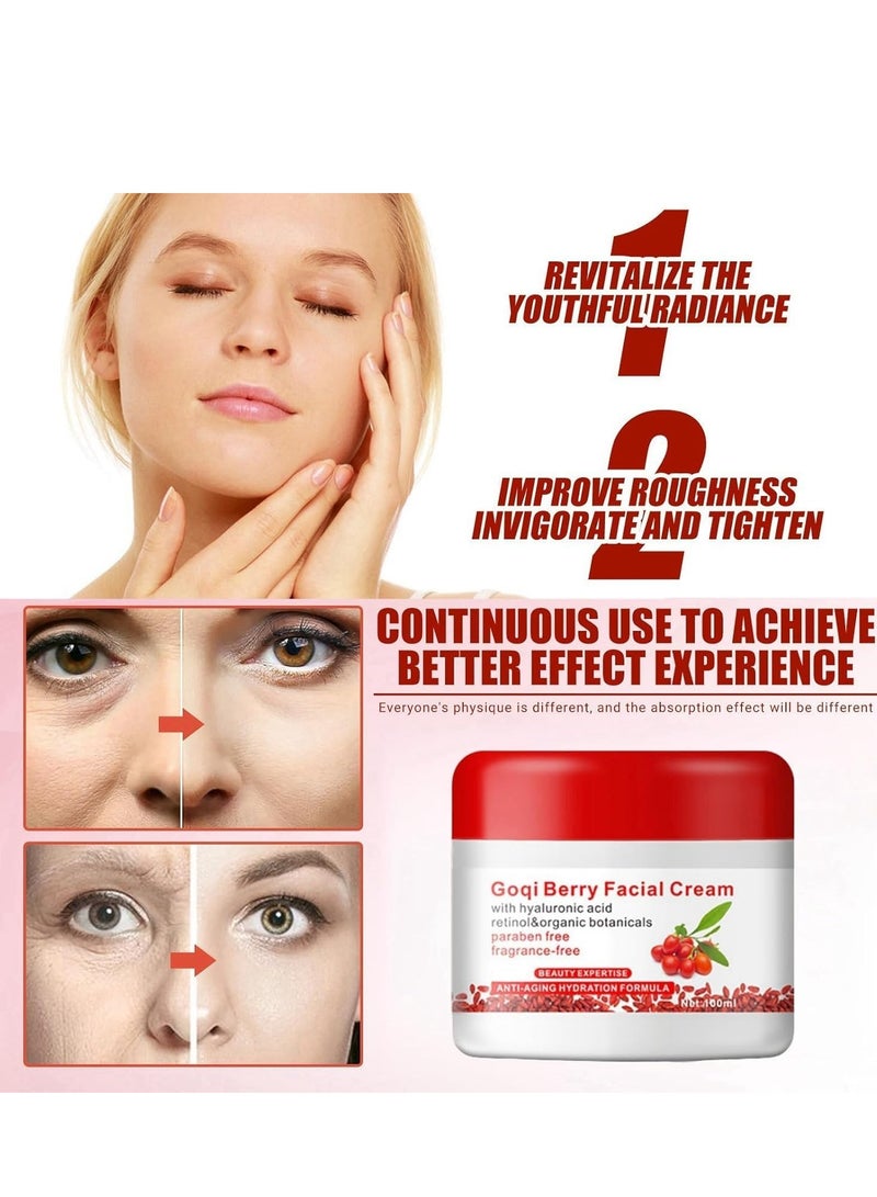 disa 100g Goji Berry Facial Cream, Anti-Aging Moisturizer with Hyaluronic Acid – Antioxidant Berry Face Cream for Wrinkle Reduction, Skin Tightening, and Firming – Day Cream for Fine Lines and Age Spots - Image 4