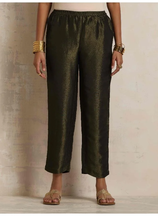ترو برونز trueBrowns Olive Green Tissue Kurta Co-ord Set