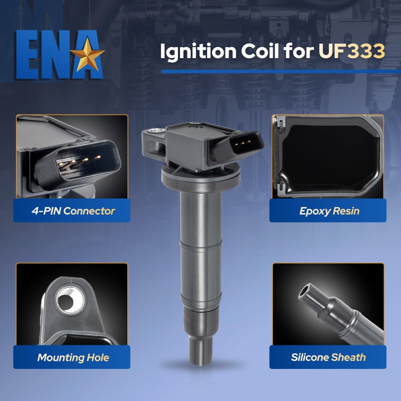 ENA Set of 4 Ignition Coil Pack 2002 2003 2004 2005 2006 2007 2008 2009 Compatible with Toyota Lexus Scion Camry Corolla Matrix RAV4 Solara Highlander tC xB HS250h 2.0L 2.4L V4 coils for UF333 C1330 - Image 4
