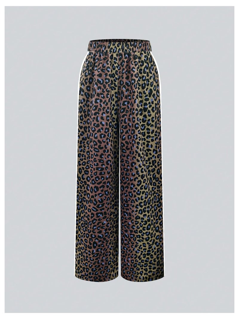 SHENHE Women's Cheetah Print Wide Leg Baggy Pants Y2k Side Loose Streetwear Trousers Dark Brown XX-Large - Image 5