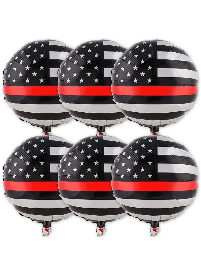 Havercamp ’S Firefighter & Emtthin Red Line Balloons; 6Pcs 18” Round Mylar Balloons. - Image 1