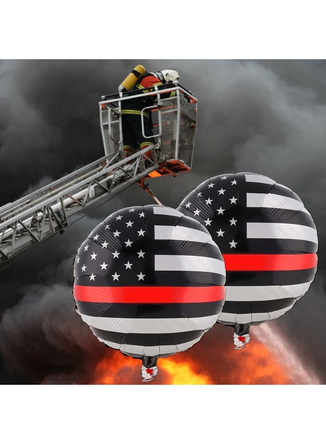 Havercamp ’S Firefighter & Emtthin Red Line Balloons; 6Pcs 18” Round Mylar Balloons. - Image 3