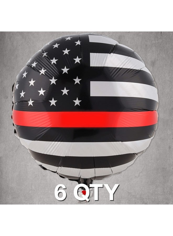 Havercamp ’S Firefighter & Emtthin Red Line Balloons; 6Pcs 18” Round Mylar Balloons. - Image 2