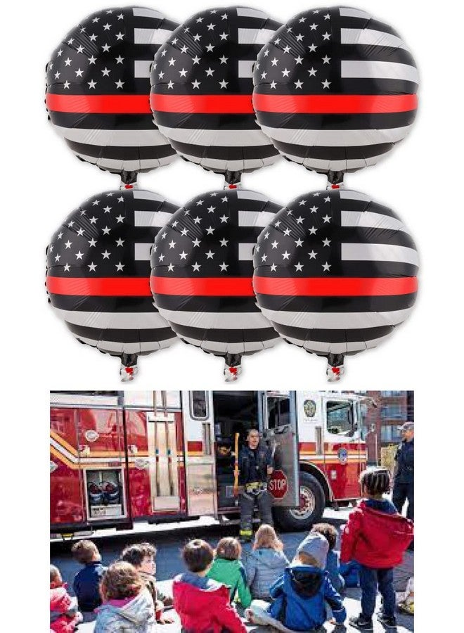 Havercamp ’S Firefighter & Emtthin Red Line Balloons; 6Pcs 18” Round Mylar Balloons. - Image 4