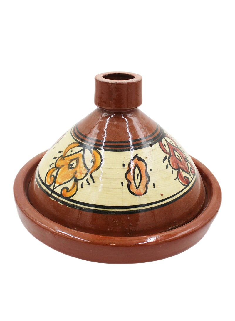 Antique Museum Moroccan Hand Painted Natural Clay Tajeen (Food Pot) 35 X 24 cm  - Image 1