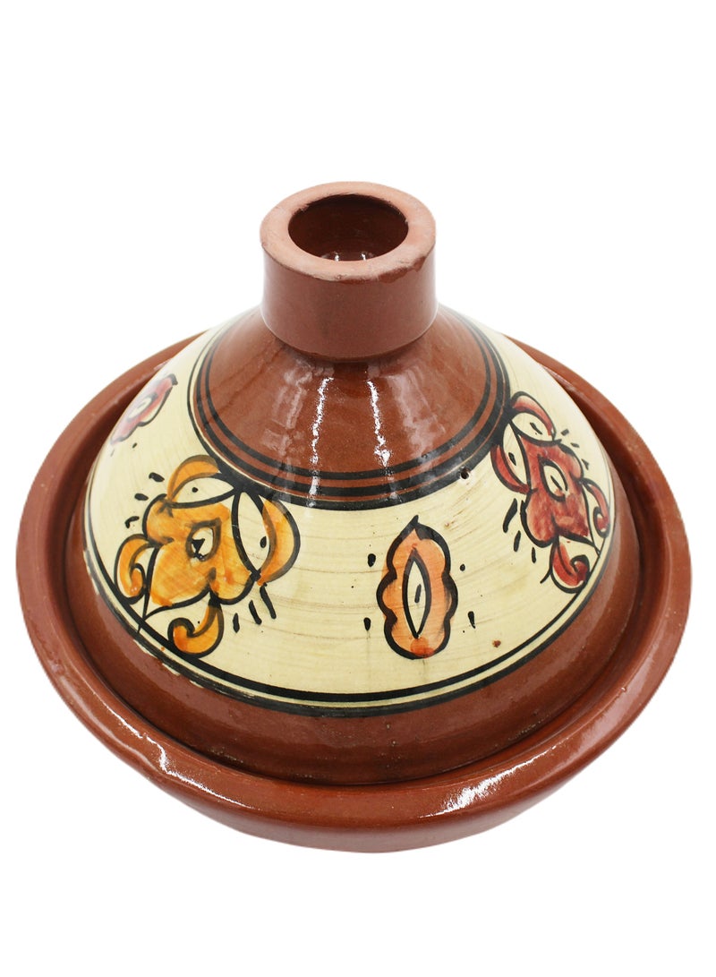 Antique Museum Moroccan Hand Painted Natural Clay Tajeen (Food Pot) 35 X 24 cm  - Image 2