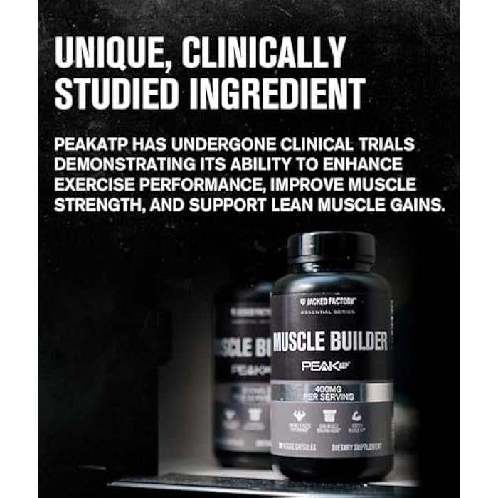 Jacked Factory Essentials Muscle Builder - ATP Muscle Builder for Men with Peak ATP to Support Muscle Gain, Enhance Athletic Performance, & Increase Strength - 30 Capsules - Image 2