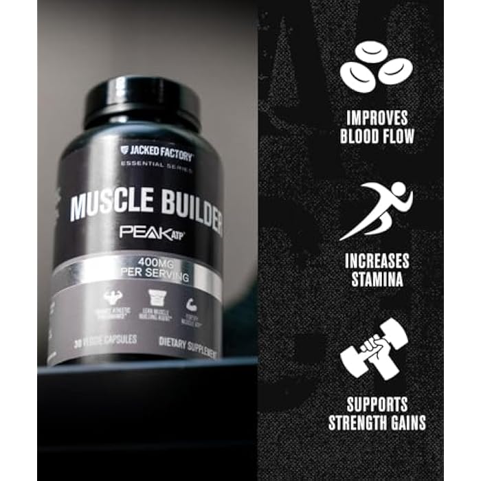 Jacked Factory Essentials Muscle Builder - ATP Muscle Builder for Men with Peak ATP to Support Muscle Gain, Enhance Athletic Performance, & Increase Strength - 30 Capsules - Image 5