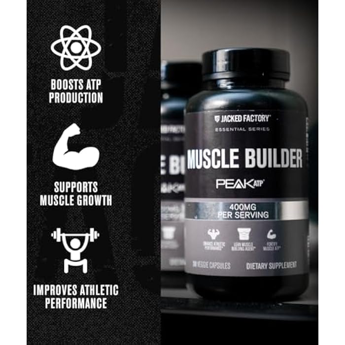 Jacked Factory Essentials Muscle Builder - ATP Muscle Builder for Men with Peak ATP to Support Muscle Gain, Enhance Athletic Performance, & Increase Strength - 30 Capsules - Image 4