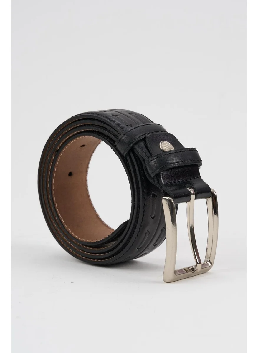 Alexander Gardi Alexandergardi Men's Texture Detailed Leather Belt (E24-BELT-08)