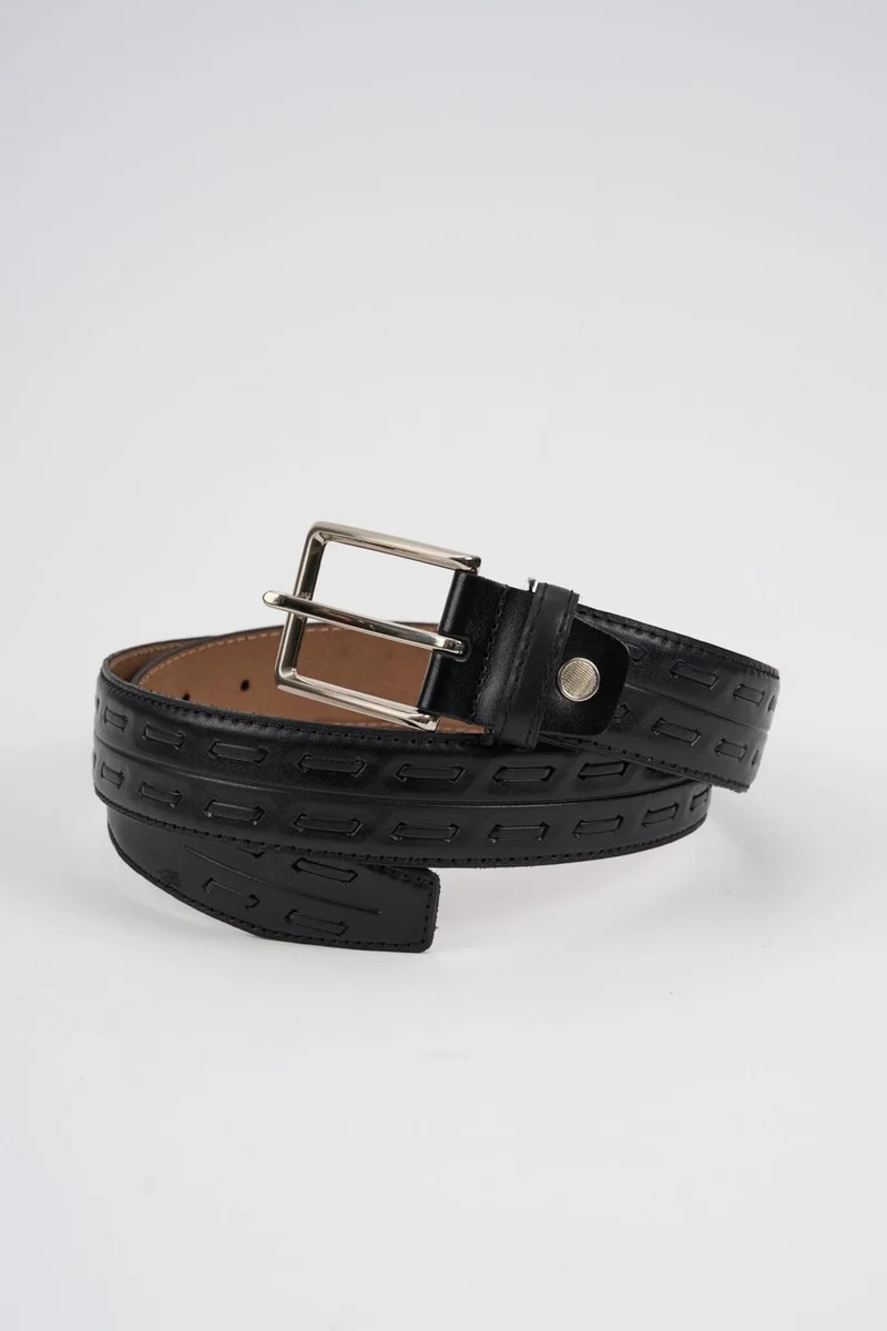 Alexander Gardi Alexandergardi Men's Texture Detailed Leather Belt (E24-BELT-08)