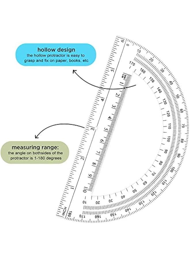 Arabest 100 Pieces Plastic Protractors Bulk Classroom Clear Math Protractors 180 Degrees 6 Inch Protractors for Geometry Student, Angle Measurement, Students Back to School Supplies Office Supplies - Image 3