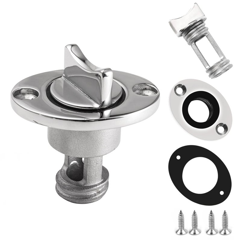 2 Pcs Oval Garboard Drain Plug316 Stainless Steel Marine Drain Plug Kit Fits 1 Holewith Waterproof O Seal RingBoat Transoms Garboard Drain Plug
