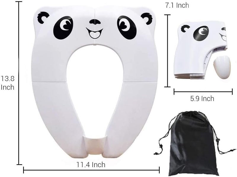 LinJie Portable Potty Training Seat Cover for Kids - Travel Toilet Seat with Non-Slip Silicone Pads (White) - Image 2