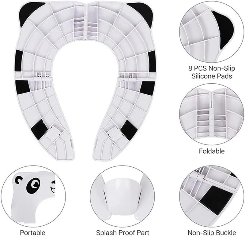 LinJie Portable Potty Training Seat Cover for Kids - Travel Toilet Seat with Non-Slip Silicone Pads (White) - Image 4