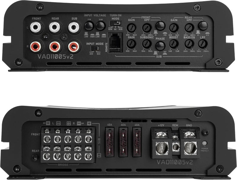 NVX VAD11005 v2 5-Channel Class D Amplifier - 2200W Peak, 1100W RMS, Marine-Grade - Image 2