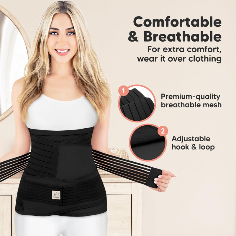 KeaBabies 3 in 1 Postpartum Belly Support Recovery Wrap â€“ Postpartum Belly Band, After Birth Brace, Slimming Girdles, Body Shaper Waist Shapewear, Post Surgery Pregnancy Belly Support Band(Midnight Black, 2XL) - Image 3