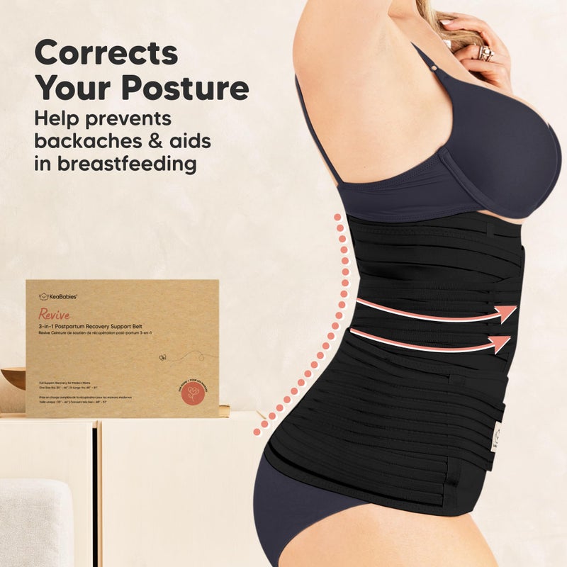 KeaBabies 3 in 1 Postpartum Belly Support Recovery Wrap â€“ Postpartum Belly Band, After Birth Brace, Slimming Girdles, Body Shaper Waist Shapewear, Post Surgery Pregnancy Belly Support Band(Midnight Black, 2XL) - Image 4
