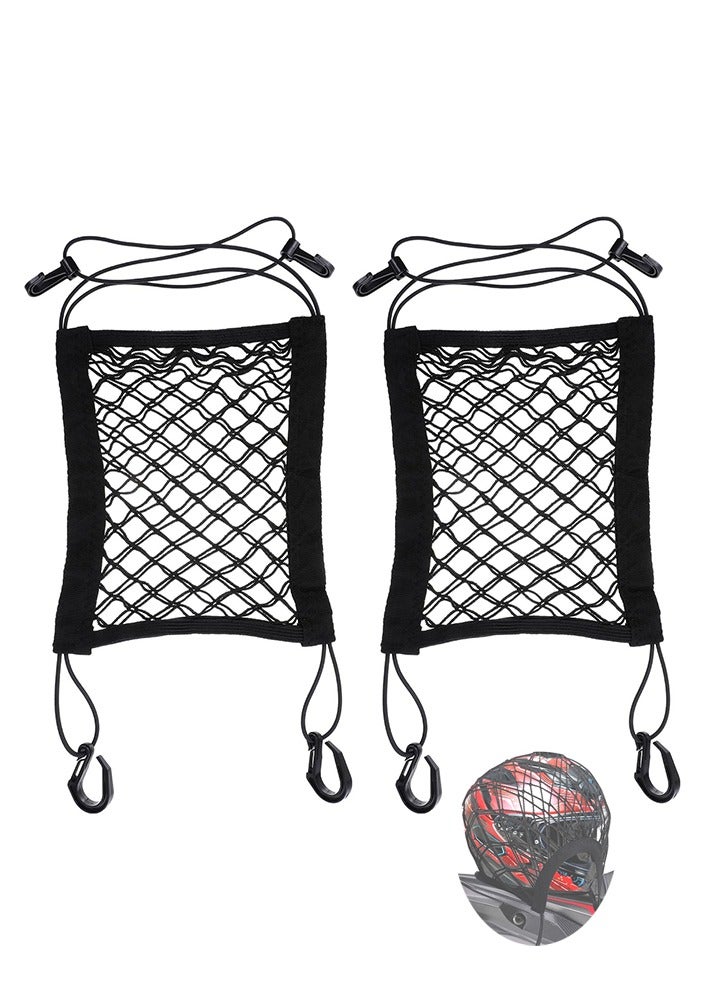 Auger 2PCS Motorcycle Bungee Cargo Net, Universal Elastic Automotive Small Cargo Net, Double Layer Storage Bungee Nets, Upgrade Bike Cargos Nets with Adjustable Hooks, 11" x 9" - Image 1