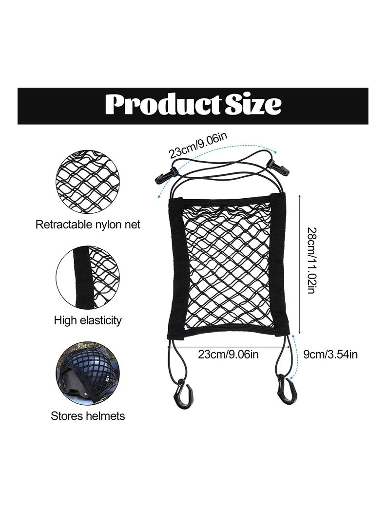 Auger 2PCS Motorcycle Bungee Cargo Net, Universal Elastic Automotive Small Cargo Net, Double Layer Storage Bungee Nets, Upgrade Bike Cargos Nets with Adjustable Hooks, 11" x 9" - Image 2