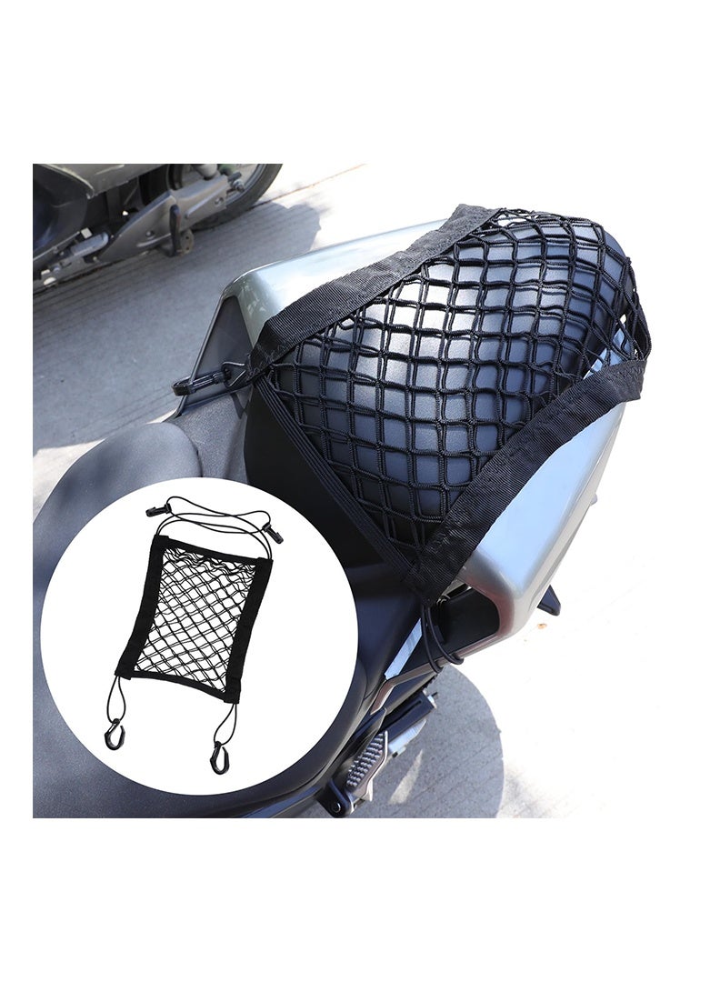 Auger 2PCS Motorcycle Bungee Cargo Net, Universal Elastic Automotive Small Cargo Net, Double Layer Storage Bungee Nets, Upgrade Bike Cargos Nets with Adjustable Hooks, 11" x 9" - Image 4