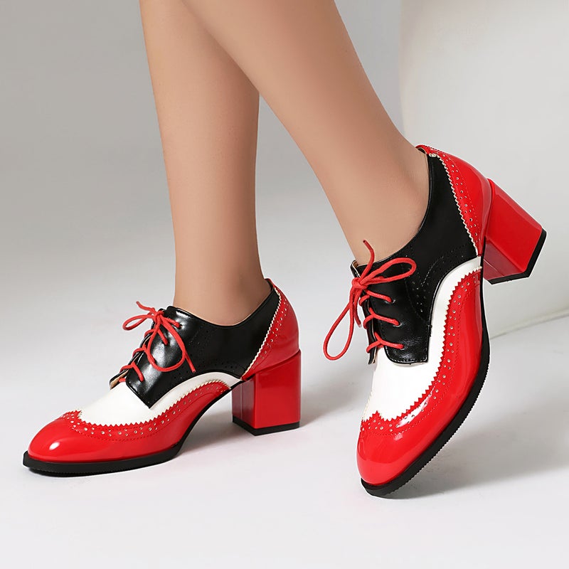 Supply Of High-Heeled Brogue Carved 40-48 Plus Size Front Lace-Up Shoes For Women In 2025 - Image 2
