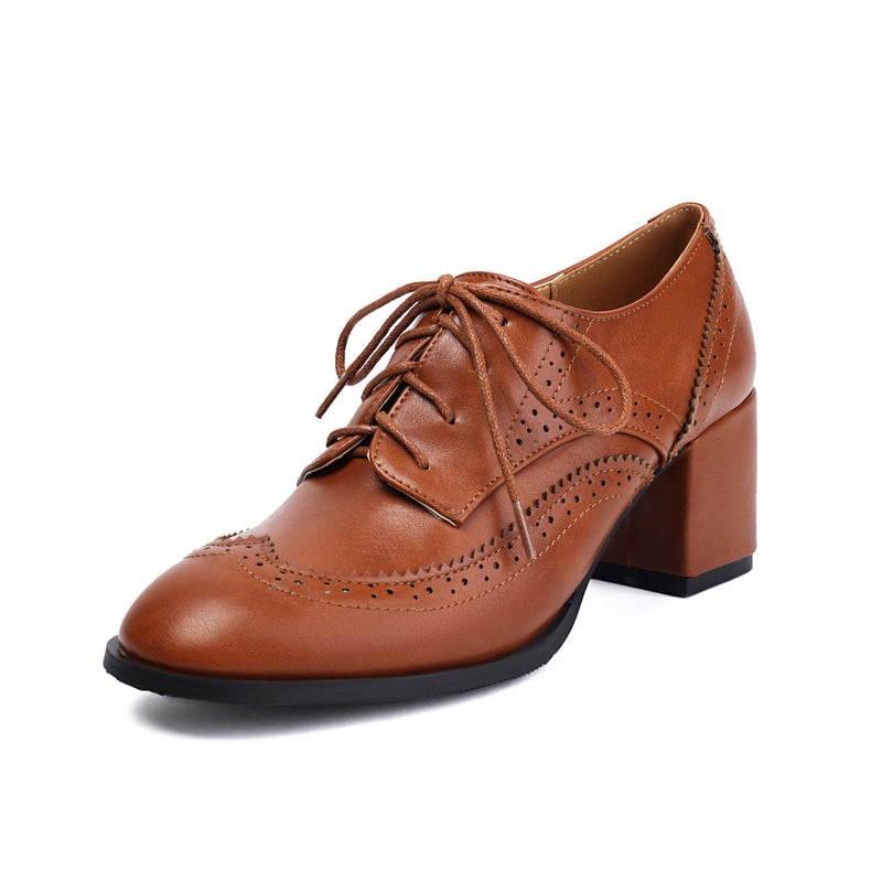 Supply Of High-Heeled Brogue Carved 40-48 Plus Size Front Lace-Up Shoes For Women In 2025 - Image 1