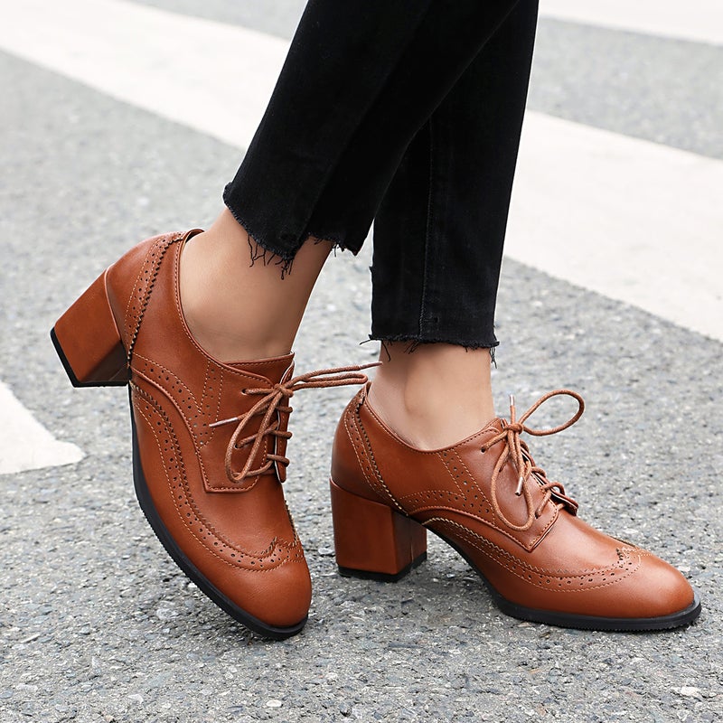 Supply Of High-Heeled Brogue Carved 40-48 Plus Size Front Lace-Up Shoes For Women In 2025 - Image 3
