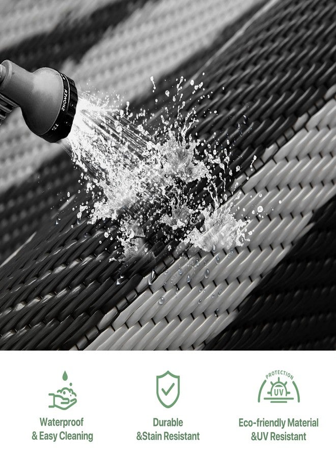 GENIMO Outdoor Rug 5'x8' Waterproof for Patio Decor, Reversible Outdoor Plastic Straw Rug Carpet, Camping Mats for Outdoor, RV, Backyard, Deck, Balcony, Picnic, Black & Grey - Image 5