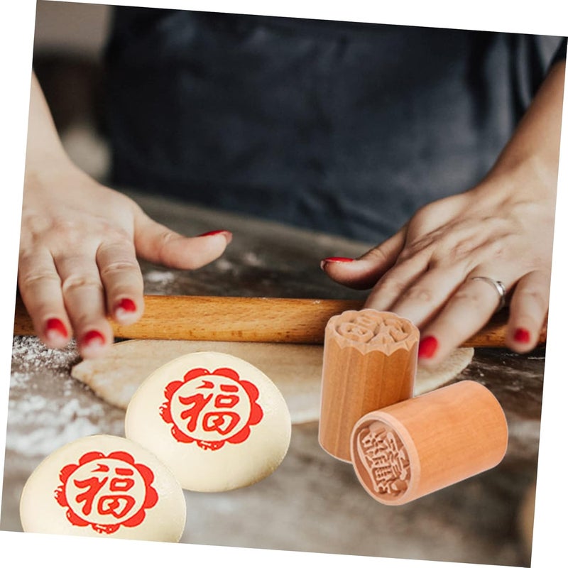 VOSAREA 2Pcs Wooden Moon Cake Stamp Traditional Chinese Pastry Press Mold for DIY Mooncake Making Material Easy Mid Autumn Festival Baking - Image 5