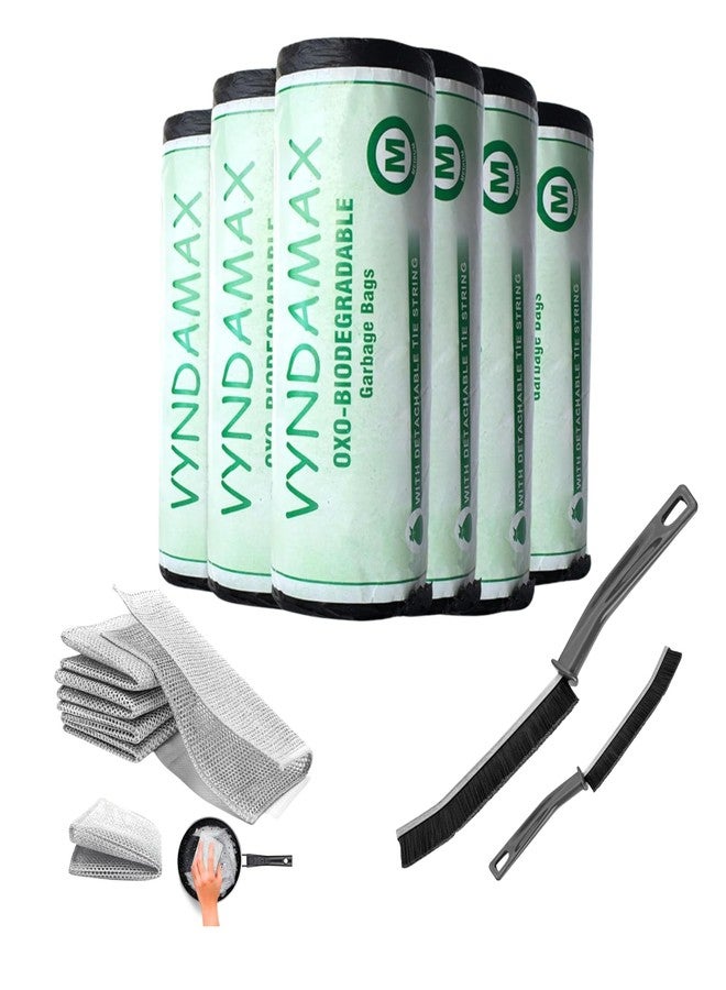 VYNDAMAX Medium Garbage Bags, 19x21 Inches, 30 Bags/Roll - Durable, Leak-Proof, Tear-Resistant Trash Bags for Home, Kitchen, Office, Bathroom, and More (Pack Of 6 With 1Gap/2 Non-Scratch) - Image 1