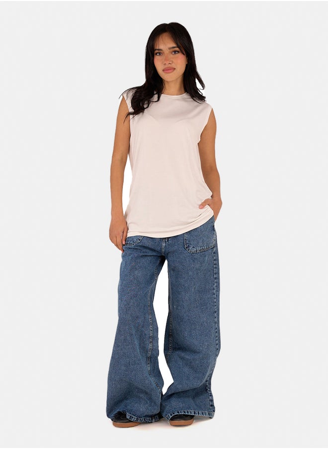 Clue Blue Wide Leg Jeans  - Image 4