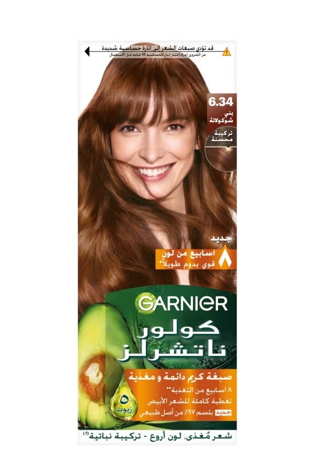 Garnier Color Naturals Permanent Creme Hair Color - 6.34 Chocolate Brown 112 ML